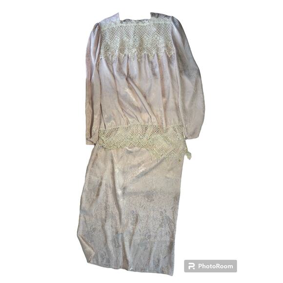 Dusty Rose Vintage Womens Pink Lace Two Piece Dress Set Teacher Geek Size S/M? - Picture 1 of 11